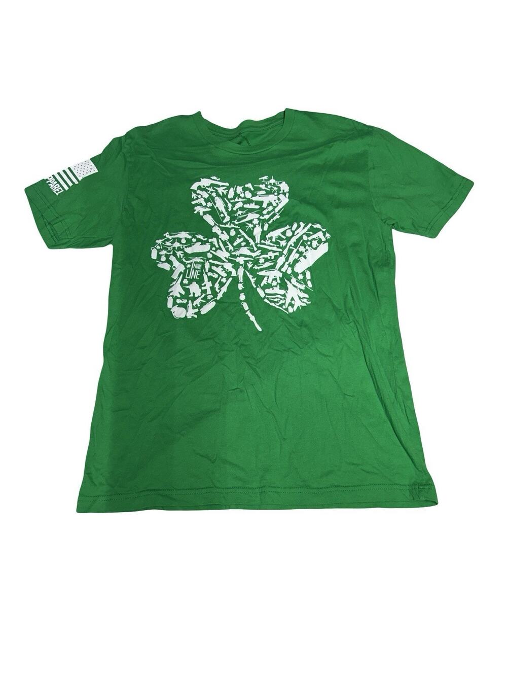 Nine Line Shamrock Firearms Graphic T-Shirt Green Men’s Large Patriotic Cotton